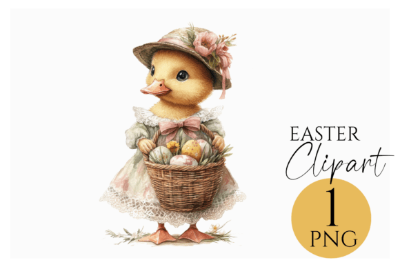 Download Vintage Easter Duck Clipart PNG Download - Png Collection