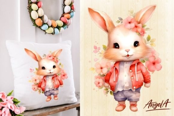Download Cute Easter Floral Bunny Boy Clipart Png - Png Collection