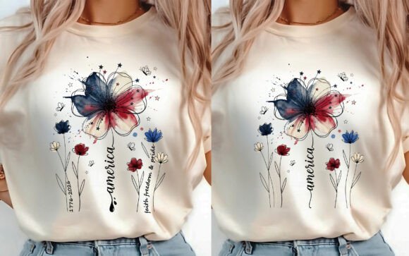 Download Boho Floral USA 250 T-shirt Design 2 PNG - Png Collection
