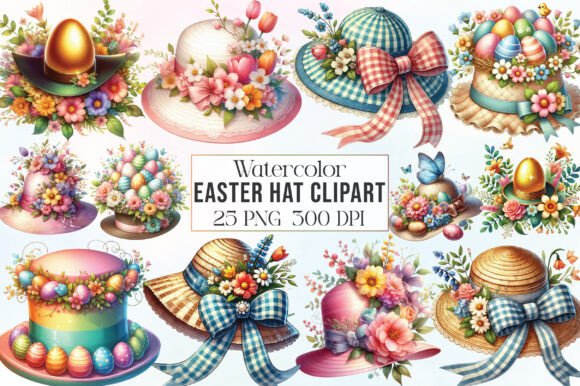 Download Watercolor Easter Hat Clipart PNG Bundle - Png Collection
