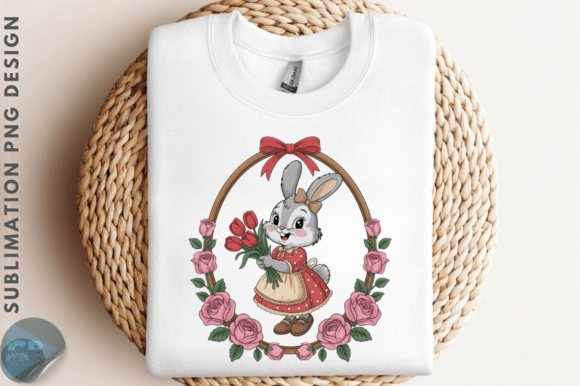 Download Vintage Bunny Girl with Tulips PNG Clipa - Png Collection