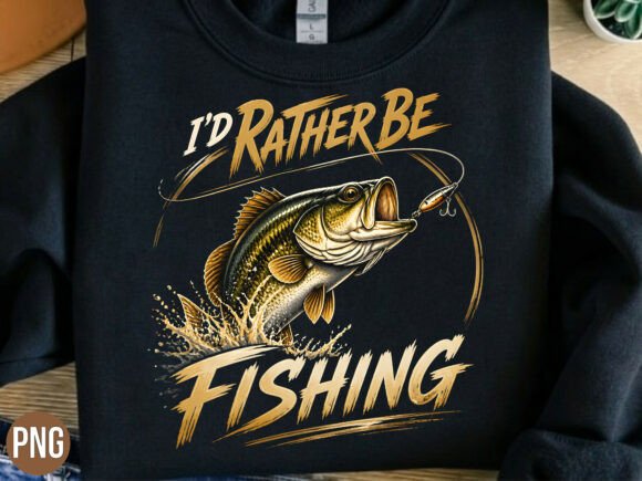 Download Rather Be Fishing Bass PNG Tshirt - Png Collection