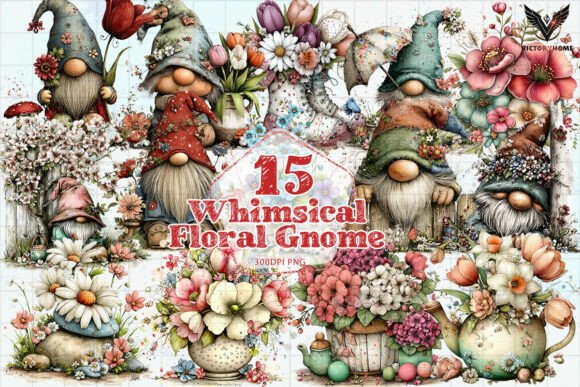 Download Whimsical Floral Gnome PNG - Png Collection