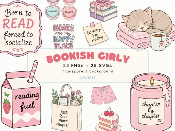 Download Bookish Girly Cliparts, Cute Reading PNG - Png Collection