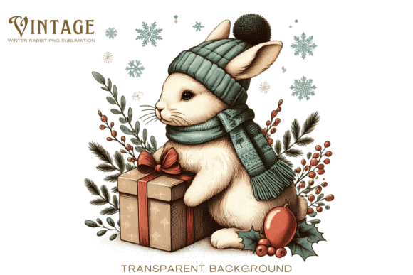 Download Vintage Winter Rabbit PNG Sublimation - Png Collection