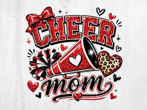 Download Glitter Red Cheer Mom PNG Digital File - Png Collection