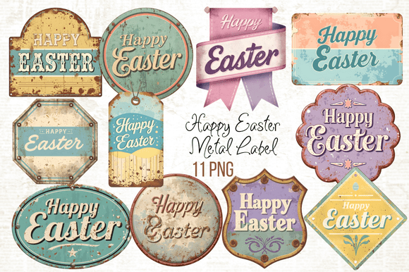 Download Happy Easter Metal Label Printable PNG - Png Collection