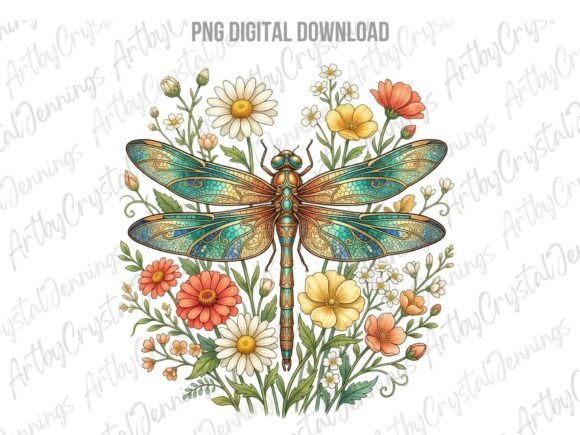 Download Watercolor Dragonfly Wildflower PNG - Wildflower png Collection