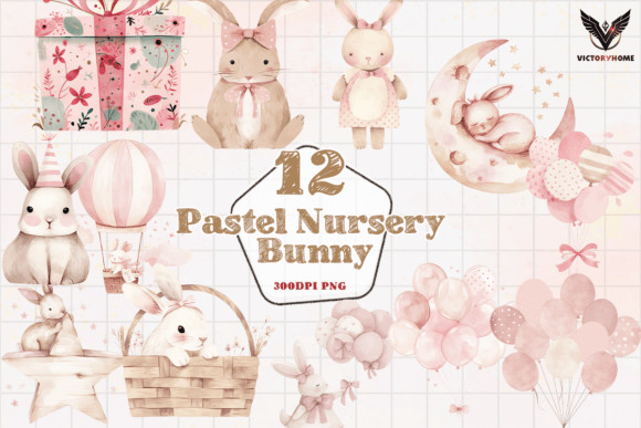 Download Pastel Nursery Bunny Clipart PNG - Png Collection