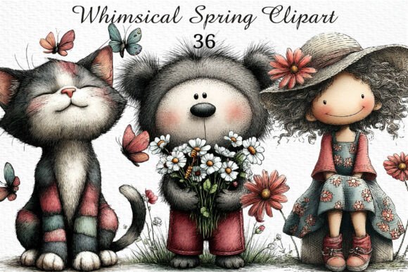 Download Whimsical Spring Clipart Png Bundle - Png Collection