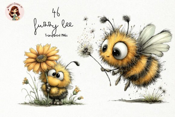 Download Whimsical Fuzzy Bee PNG Clipart Bundle - Png Collection