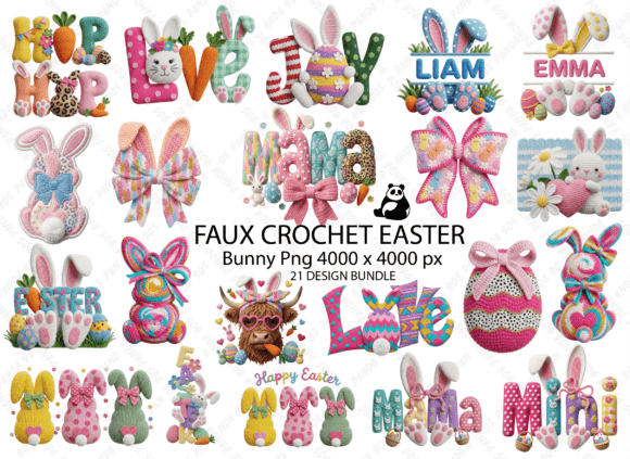 Download Easter Png Faux Crochet Bunny Png Bundle - Png Collection