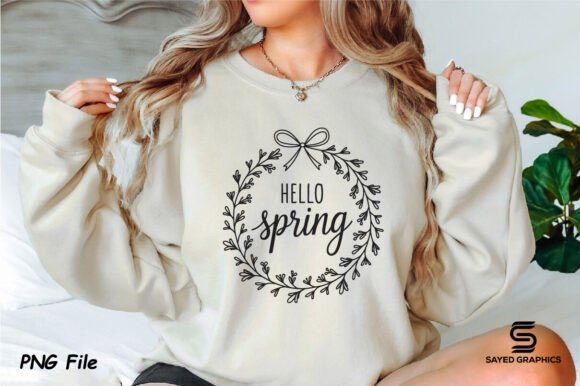 Download Hello Spring Png Easter Bow Wreath Sign - Png Collection