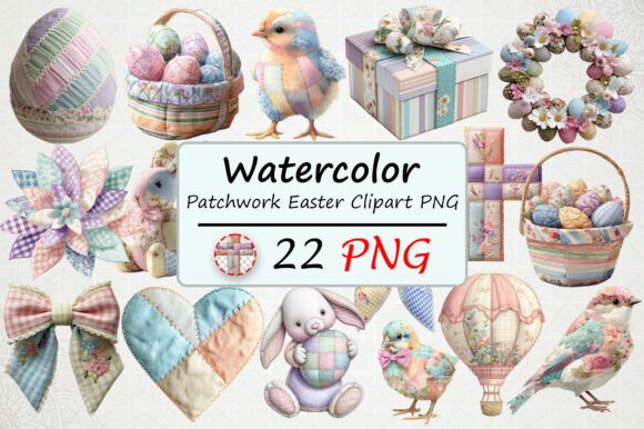 Download Watercolor Patchwork Easter Clipart PNG - Png Collection