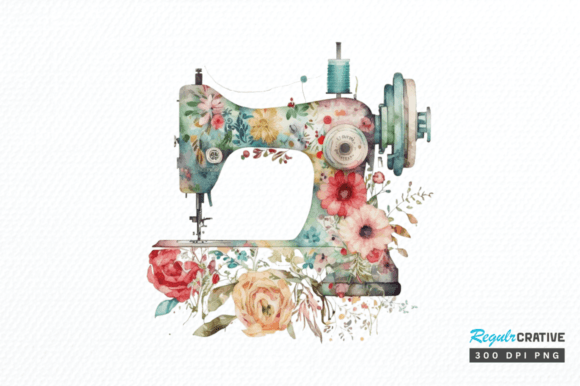 Download Floral Sewing Machines Clipart Png - Png Collection