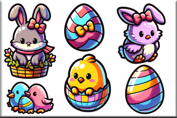 Download Cute Easter Illustrations Bundle PNG SVG - Easter illustration Collection