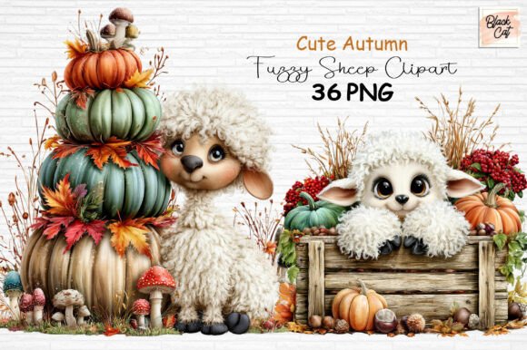 Download Cute Autumn Fuzzy Sheep Clipart PNG - Png Collection
