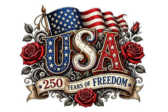 Download USA 250 Years PNG Patriotic Roses Art - Png Collection
