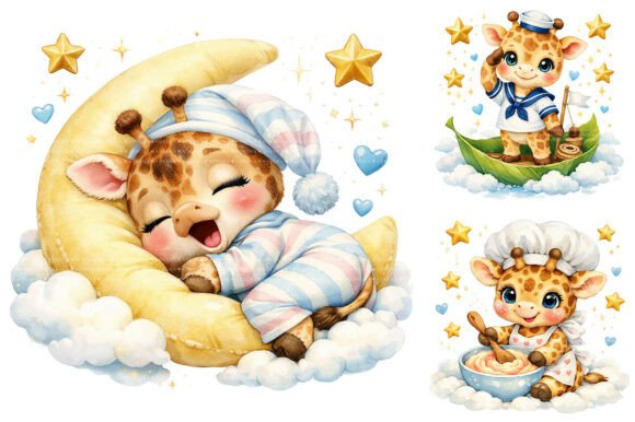 Download Cute Baby Giraffe Watercolor Nursery PNG - Png Collection
