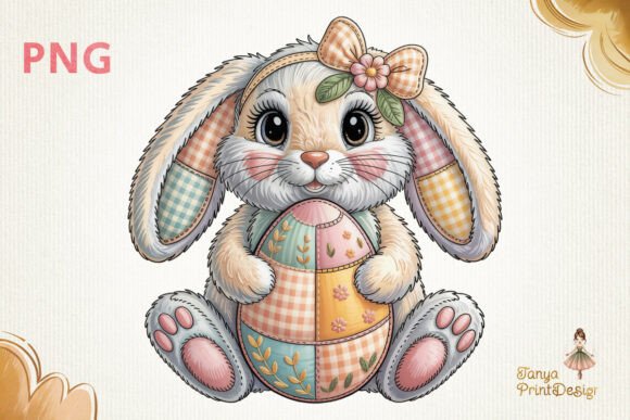 Download Patchwork Easter Bunny PNG Design - Png Collection