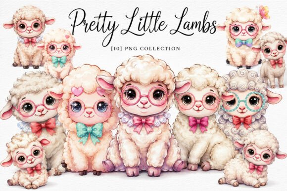 Download Watercolor Cute Lamb Clipart PNG Bundle - Png Collection