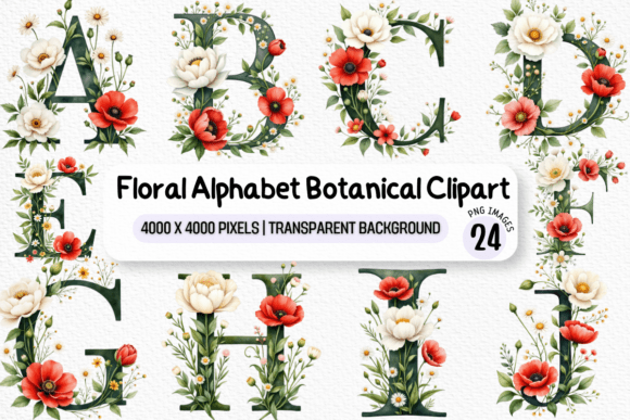 Download Floral Alphabet Botanical Clipart PNG - Png Collection