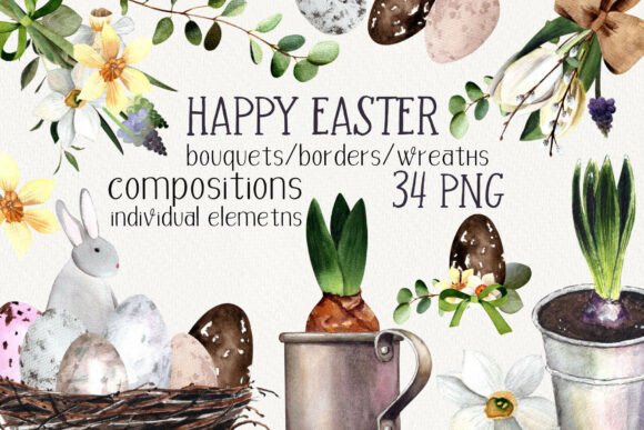 Download Easter Watercolor Clipart Set PNG - Png Collection