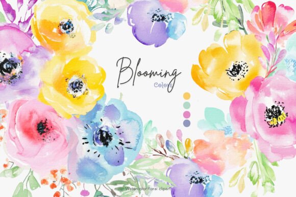 Download Blooming Colors Watercolor Flowers Png - Png Collection