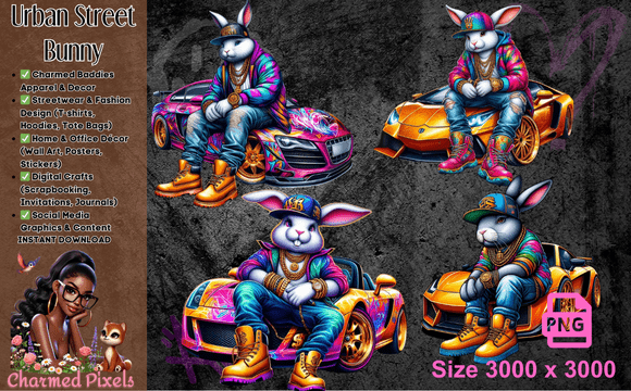 Download Urban Street Bunny Digital PNG Bundle - Png Collection