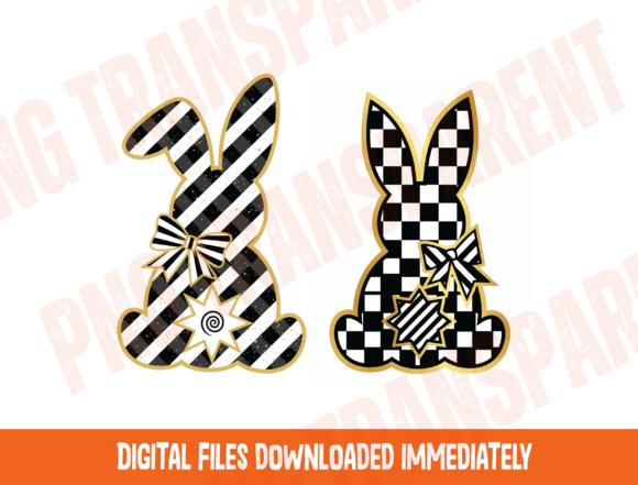 Download Checkered Easter Bunny PNG Trendy Retro - Png Collection