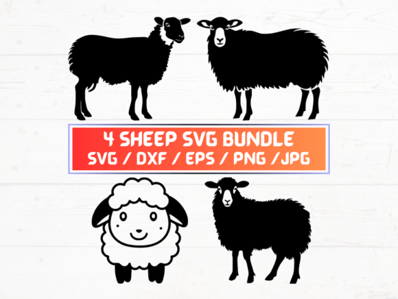 Download 4 Sheep SVG, DXF, EPS, JPG, PNG Bundle - Png Collection
