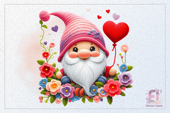 Download Crochet Valentine Floral Gnome PNG - Png Collection