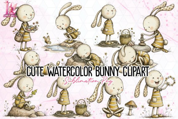 Download Cute Watercolor Bunny Clipart PNG - Png Collection