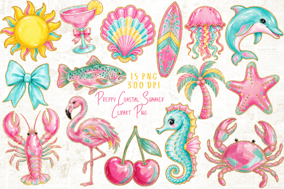 Download Preppy Coastal Summer Clipart PNG - Png Collection
