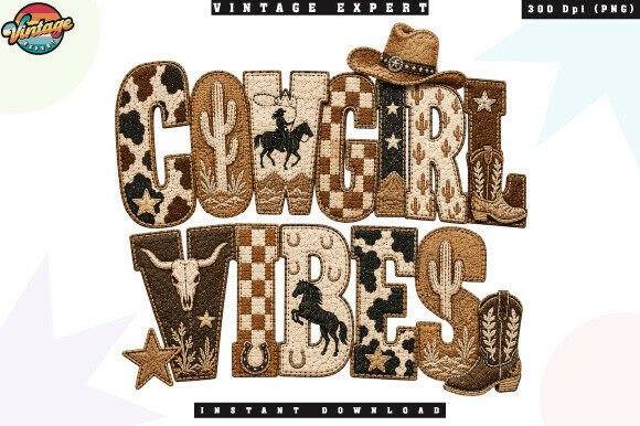 Download Cowgirl Vibes Western Patchwork PNG - Premium Resources