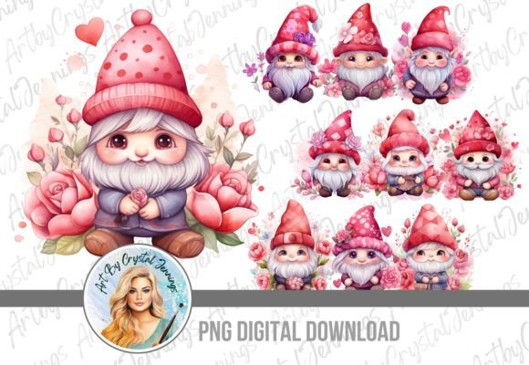 Download Watercolor Floral Gnome Valentines PNG - Png Collection