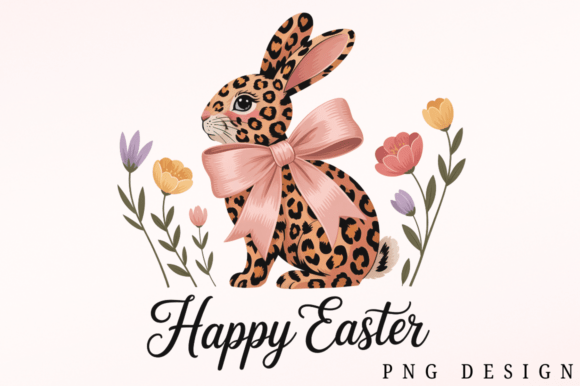Download Leopard Bunny Bow Easter PNG Design - Png Collection