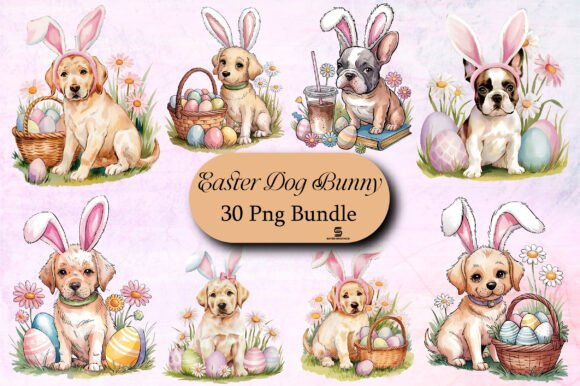 Download Vintage Easter Dog Bunny Png Bundle - Png Collection
