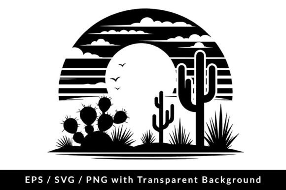 Download Desert Landscape with Cactus SVG PNG EPS - Png Collection