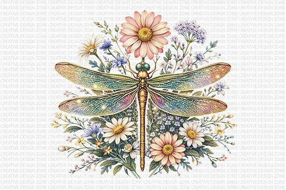 Download Dragonfly Floral Boho PNG - Png Collection