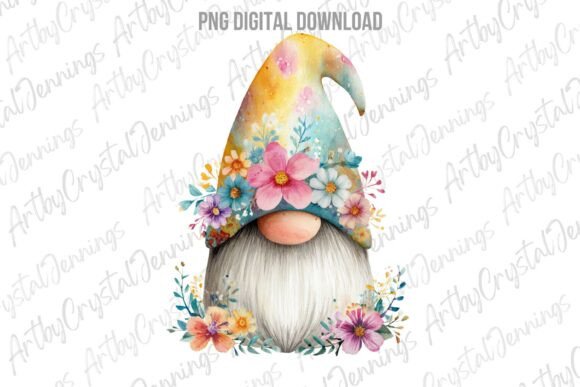 Download Cute Watercolor Floral Spring Gnome PNG - Png Collection