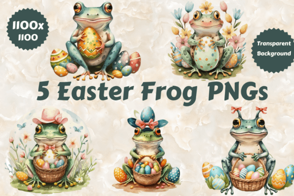 Download 5 Easter Frog Clipart Watercolor PNGs - Png Collection