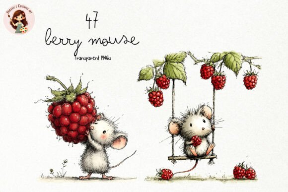 Download Cute Berry Mouse Watercolor PNG Clipart - Png Collection