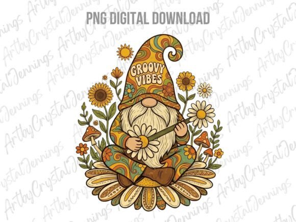 Download Vintage Retro Floral Gnome PNG - Png Collection