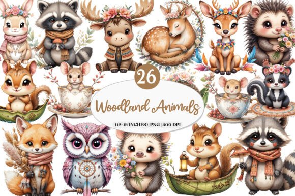Download Boho Woodland Animals, Cute Animals Png - Png Collection