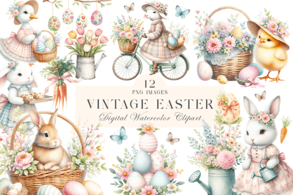 Download Vintage Easter PNG Clipart Bundle - Png Collection