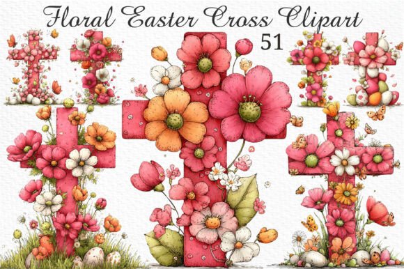 Download Floral Easter Cross Clipart Png Bundle - Png Collection