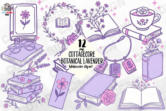 Download Cottagecore Botanical Lavender PNG - Png Collection