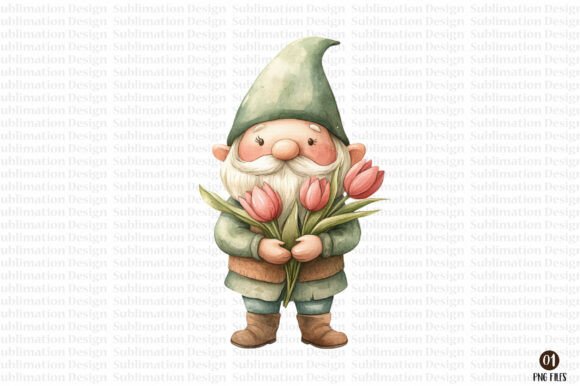 Download Watercolor Whimsical Spring Gnome PNG - Png Collection