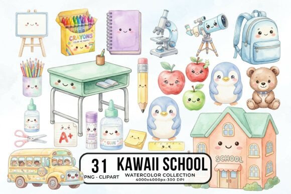 Download Back to School Cute Kawaii Clipart PNG - Png Collection